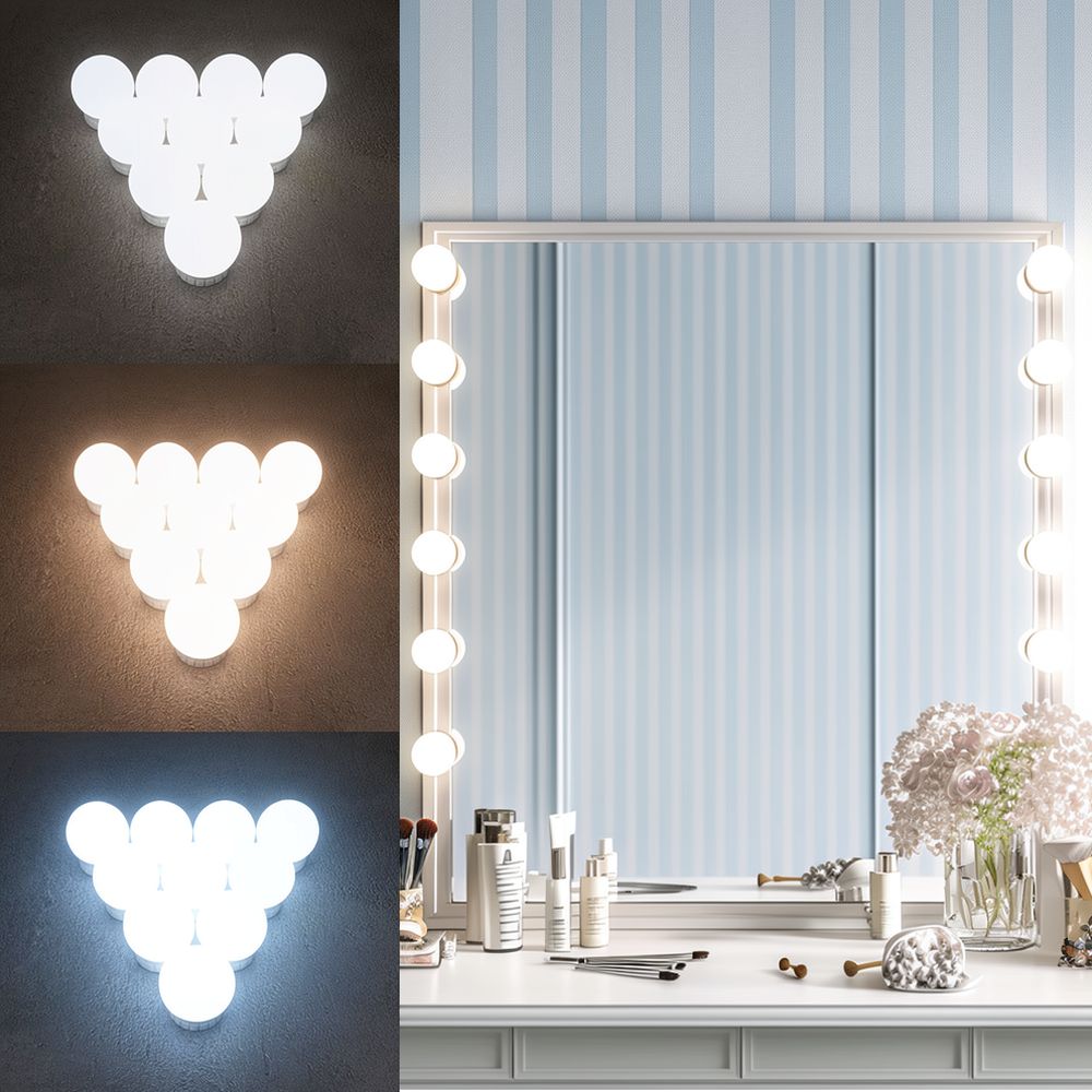 Dressing Table Vanity With Lighted Mirror - Регулируемые светодиодные светильники в гollywoodском стиле