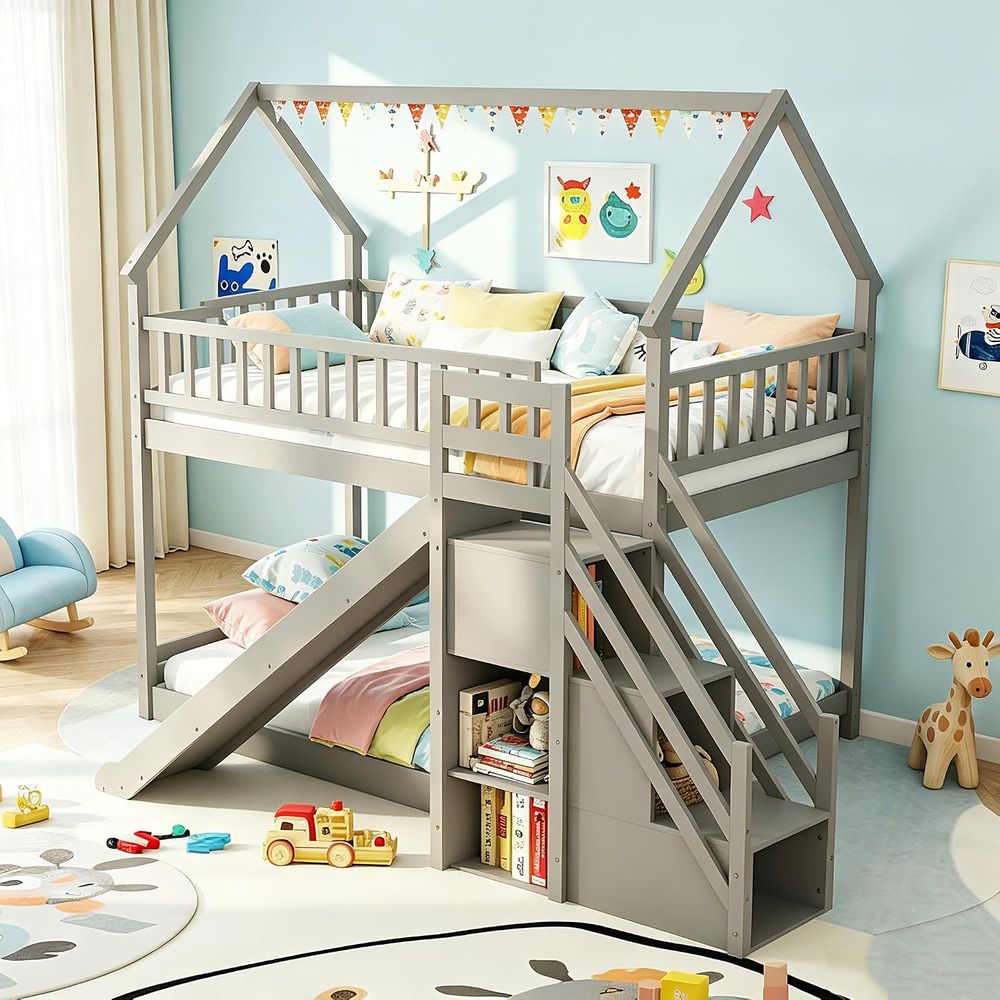 Двухъярусная кровать Twin Over – обзор и цена Bunk Bed With Stairs And Slide