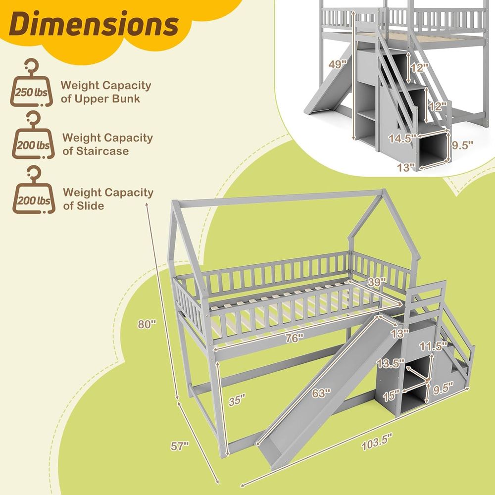 Двухъярусная кровать Twin Over – обзор и цена Bunk Bed With Stairs And Slide