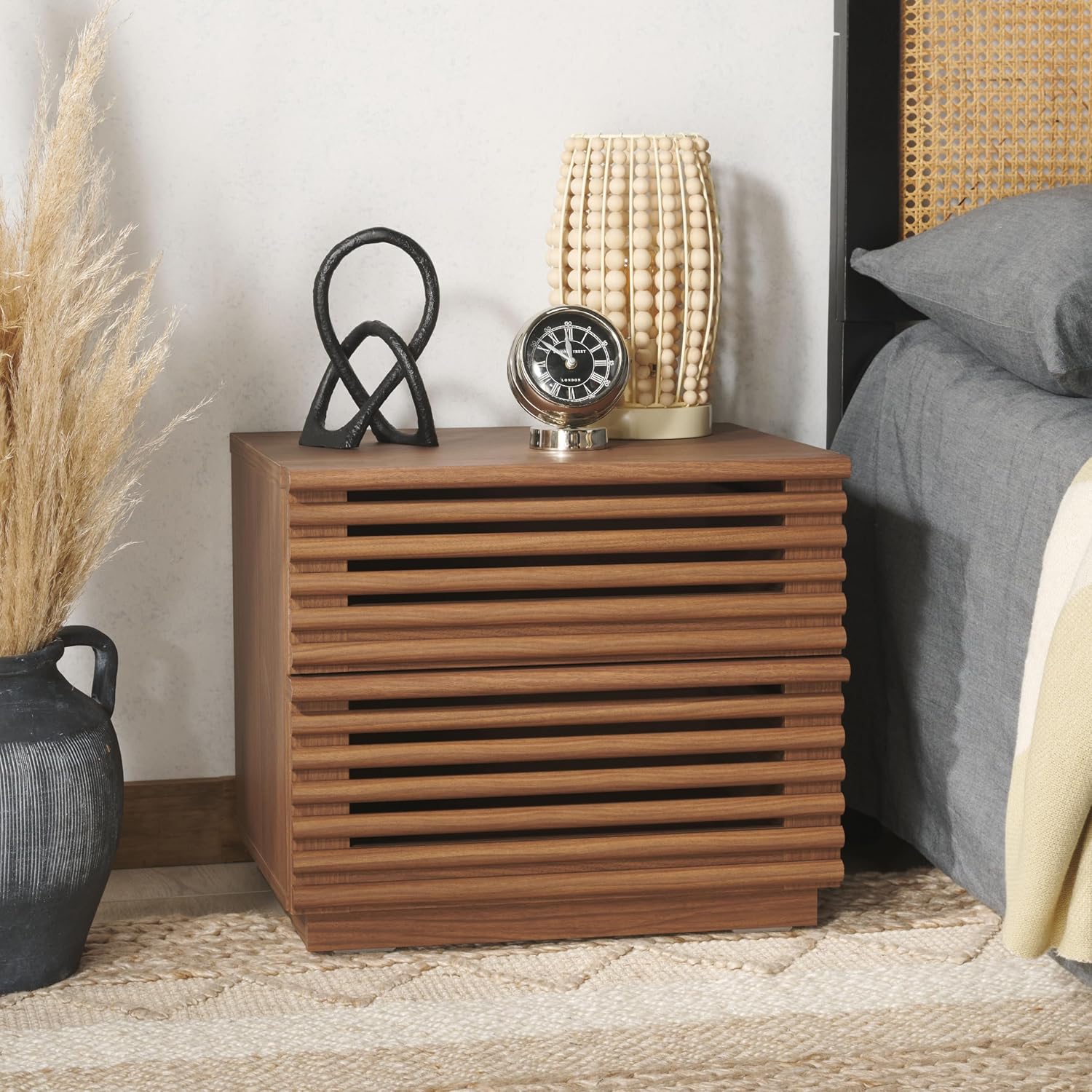 Тумбочка Averi Dark Walnut с д – обзор и цена Solid Wood Nightstand 2 Drawers