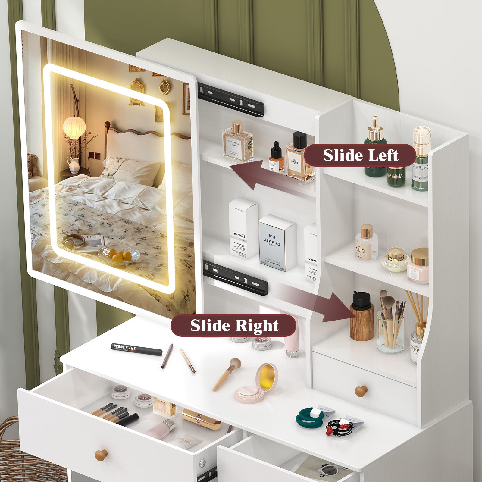 Комплект туалетного столика Te – обзор и цена Dressing Table Vanity With Lighted Mirror