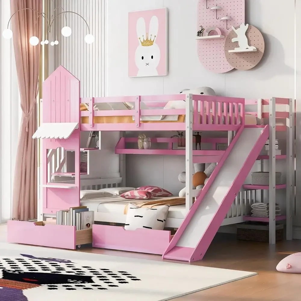 Детская двухъярусная кровать с – обзор и цена Bunk Bed With Stairs And Slide