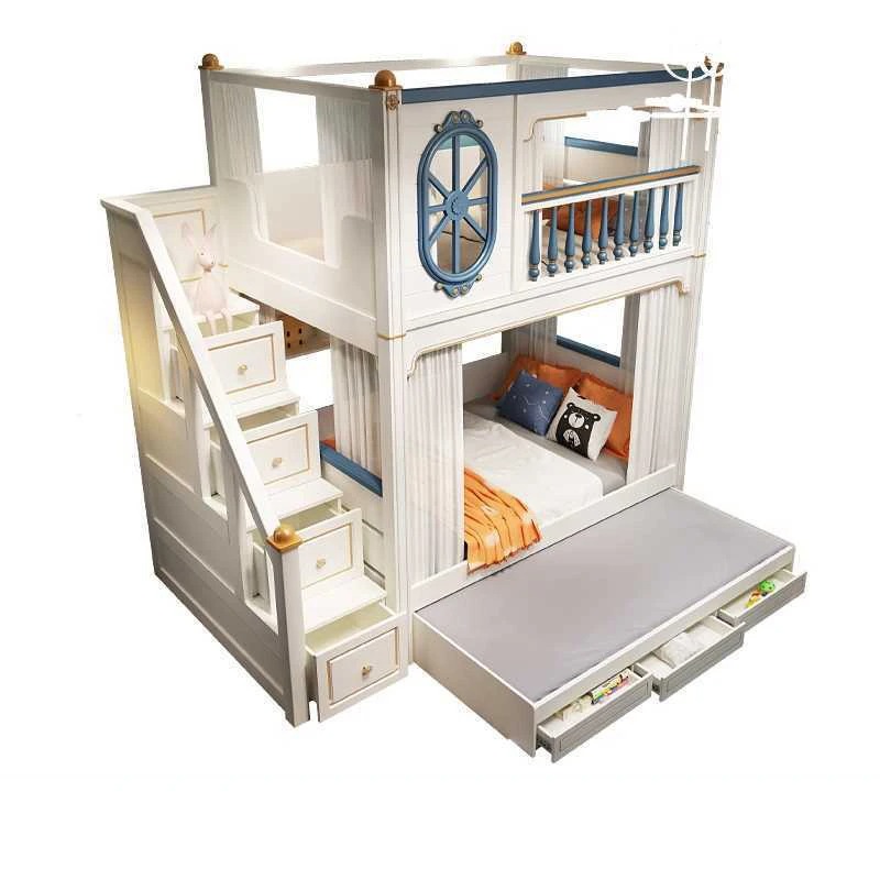 -Для роскошной детской мебели  – обзор и цена Bunk Bed With Stairs And Slide