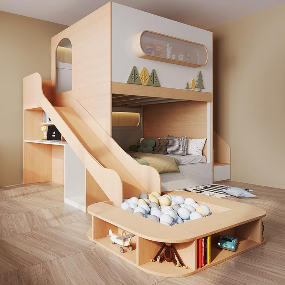 Детская двухъярусная кровать-к – обзор и цена Bunk Bed With Stairs And Slide