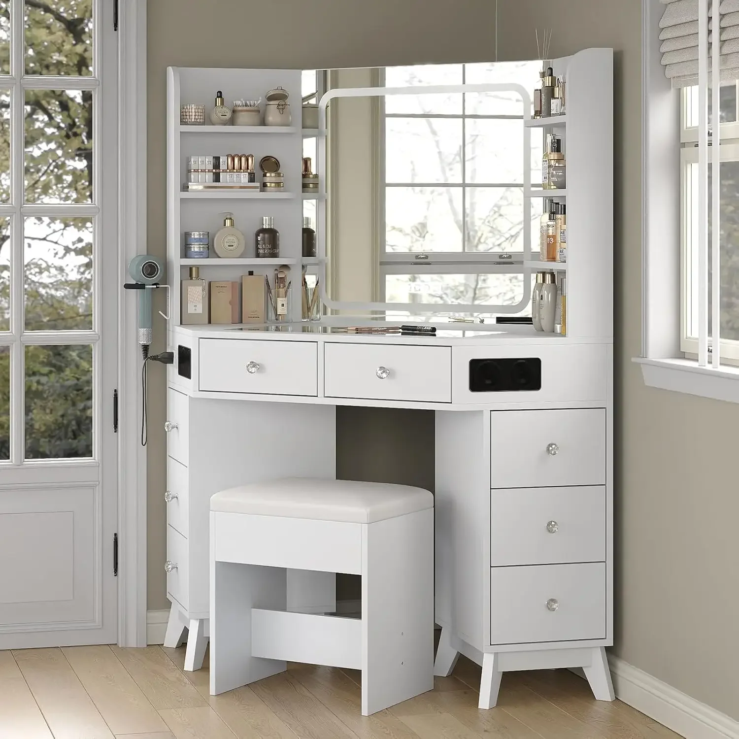 Угловой туалетный столик с кол – обзор и цена Dressing Table Vanity With Lighted Mirror