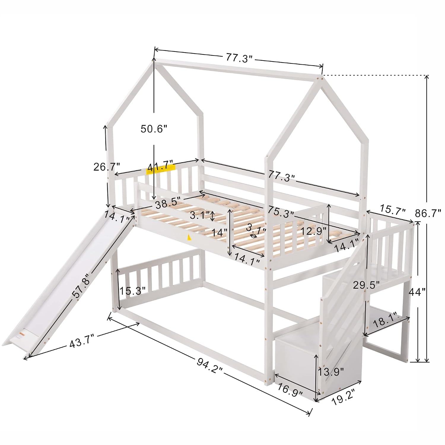 Двухъярусная кровать с горкой  – обзор и цена Bunk Bed With Stairs And Slide