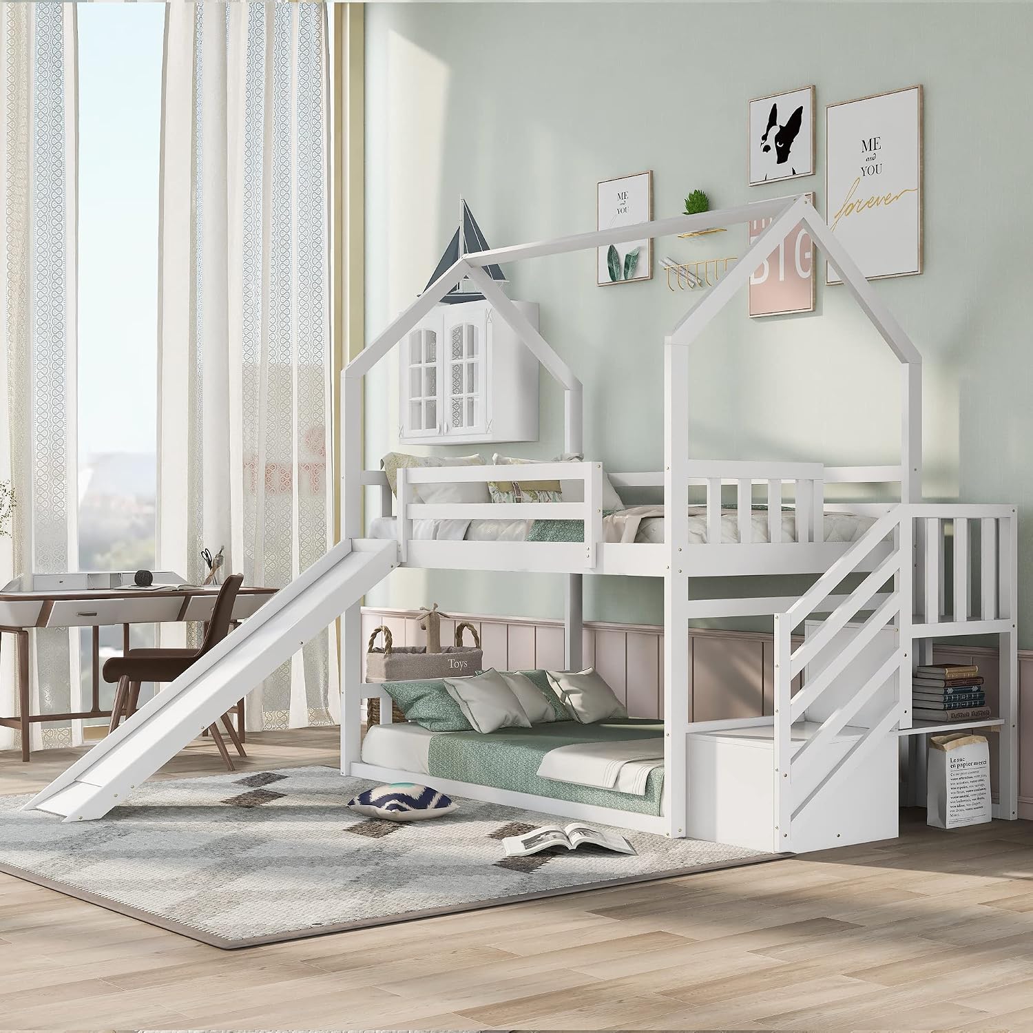 Двухъярусная кровать с горкой  – обзор и цена Bunk Bed With Stairs And Slide