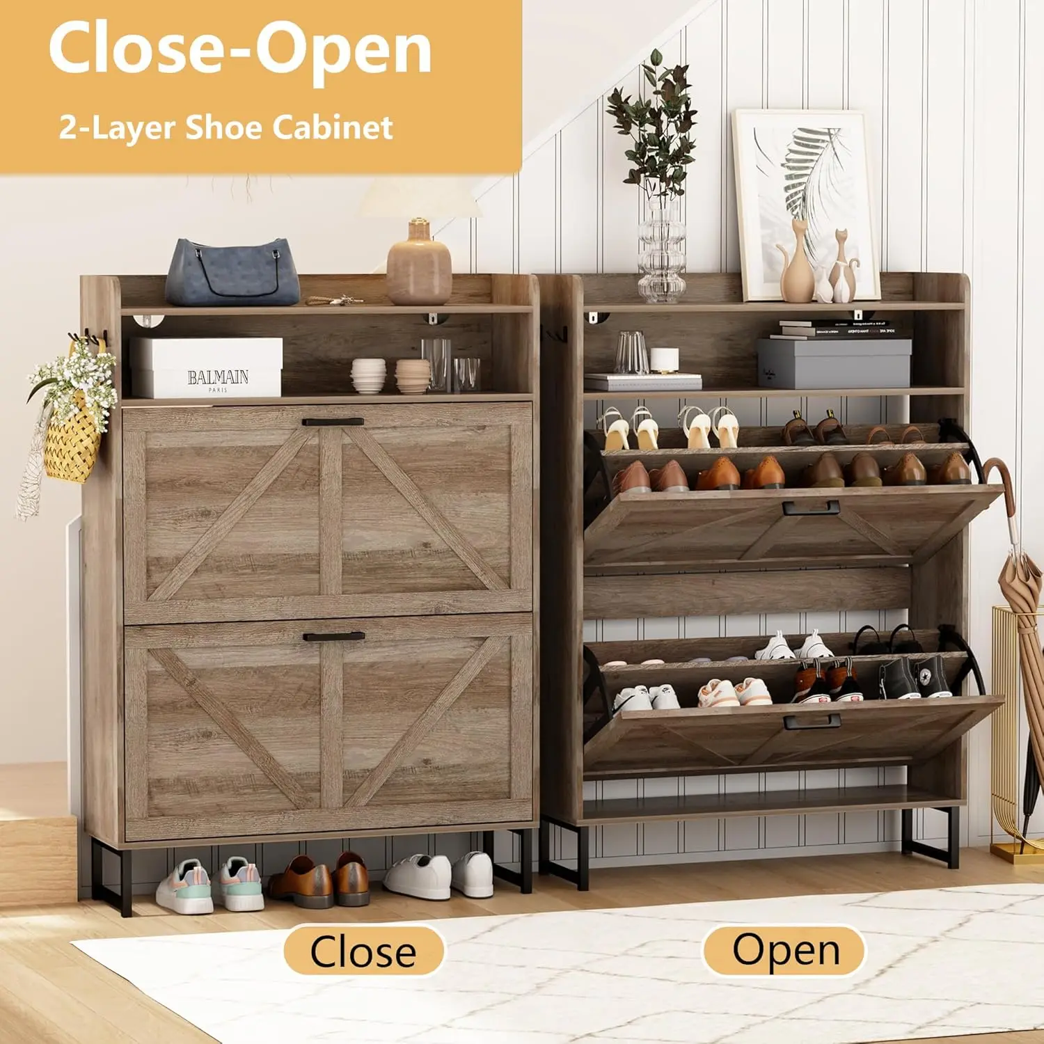 Шкаф для обуви с 2 откидными я – обзор и цена Shoe Rack Cabinet Narrow Entryway