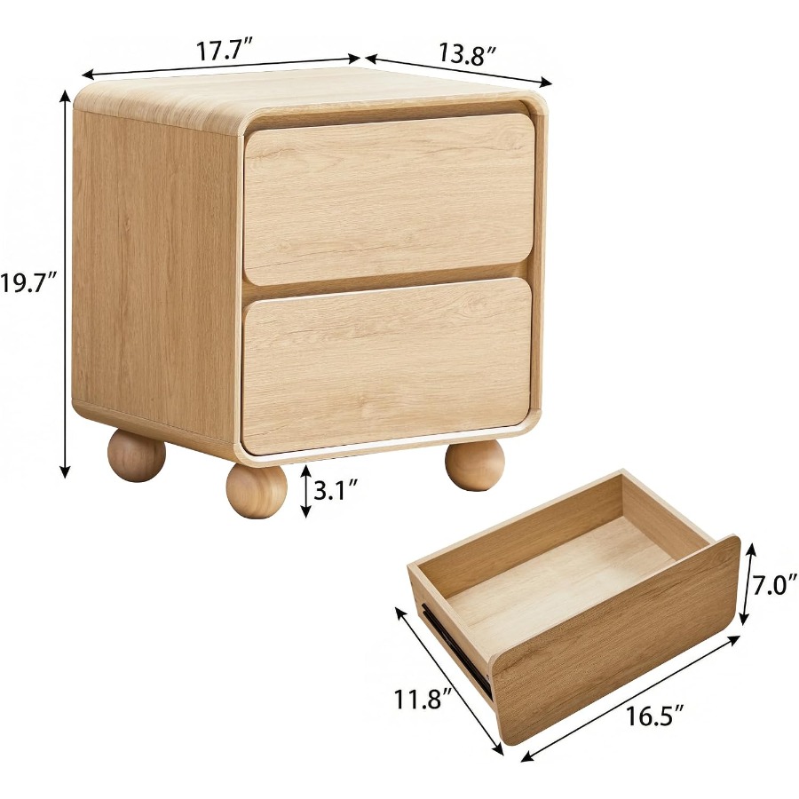 Небольшая прикроватная тумбочк – обзор и цена Solid Wood Nightstand 2 Drawers